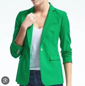 Banana Republic Green Wool Blend Blazer Size 12 Classic Chic